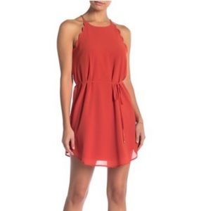 Naked Zebra Scalloped Drawstring Dress